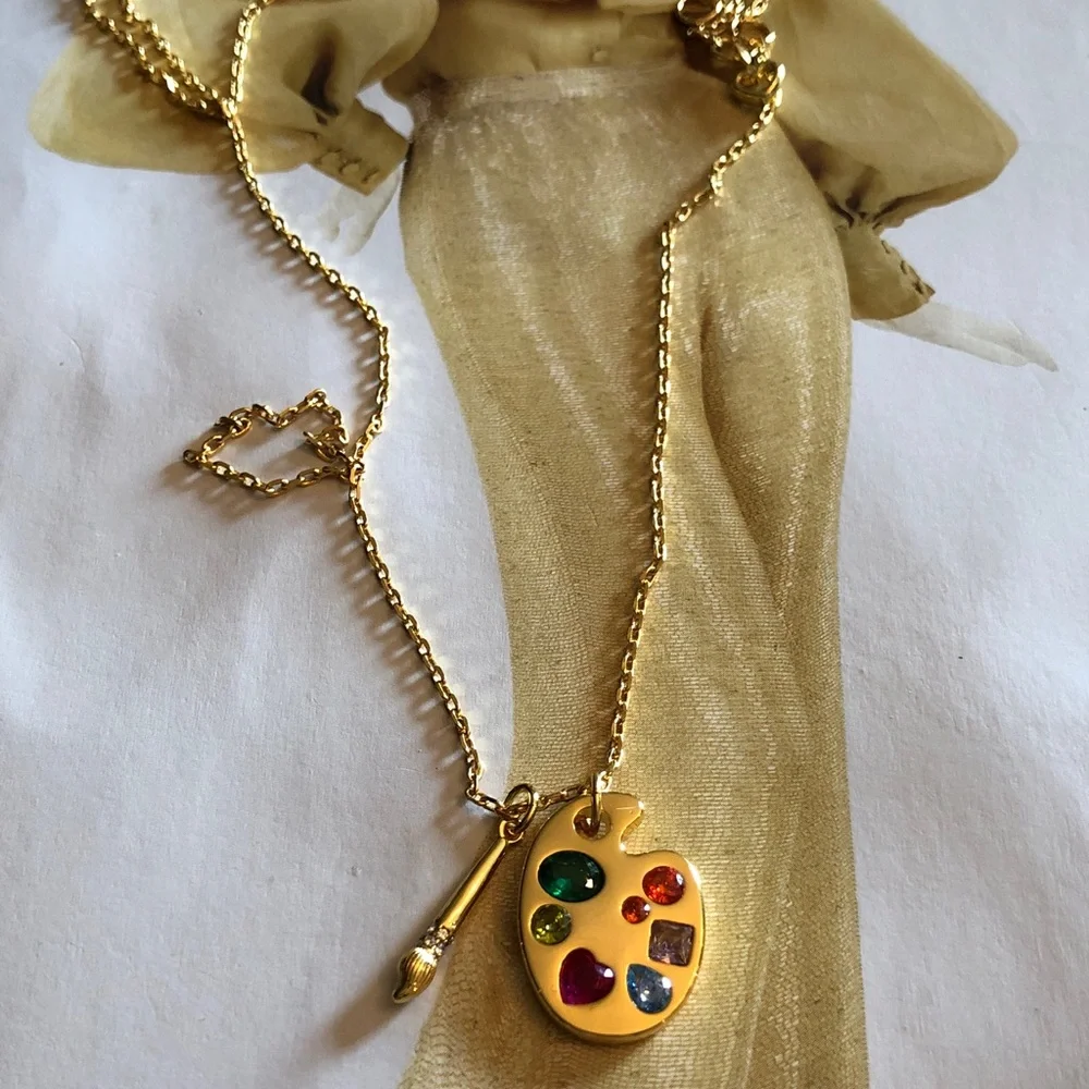 Authentic New with tag Kate spade Gold Artist Palette Necklace